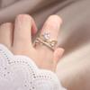 Korea  Design Fashion Jewelry 14K Real Gold Plating Multilayer Zircon Ring Elegant Women's Opening Adjustable Ring