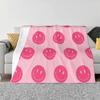 Preppy School Supplies , Pink , Aesthetic , Smile Face , Preppy Aesthetic For Home Sofa Bed Camping Car Plane Travel Portable