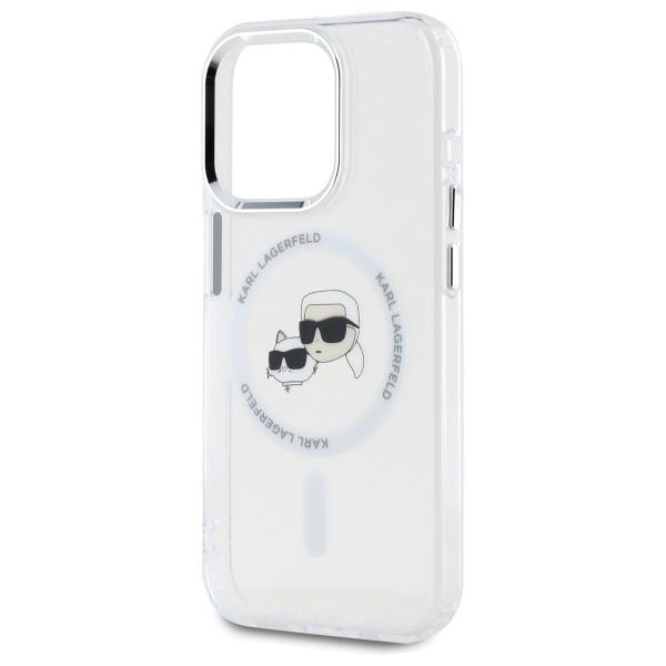 Karl Lagerfeld Klhmp15Xhlskch Iphone 15 Pro Max 6.7 Biały/White Twarde Etui Iml Metalowa Głowa Karl&Choupette Magsafe