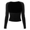 GMXIA Women's Autumn Solid Color Reversible Two-wear Small Top Woman