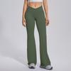 High-Waisted Cross-Back Seamless Yoga Pants Women Quick-Dry Nylon Leggings Flared Wide-Leg Fitness Trousers