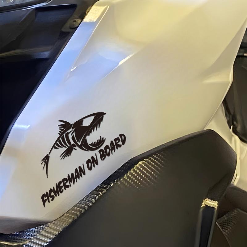 Skeleton Fish Fisherman On Boat Creative&funny Stickers for Cartoon Fans&lover,high Quality for Car Trucks Motorcycles &laptops