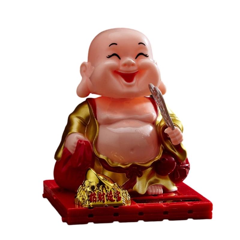 Environmental Friendly Solar Sculpture With Moving Head Artisanal Plastic Craft For Vehicle Interior Otherwise Office Decoration