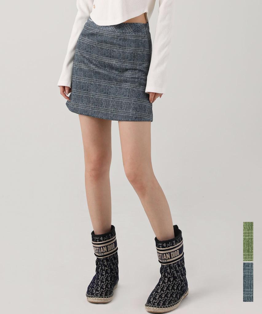AVANDRESS Suede Check Mini Skirt - 2Col