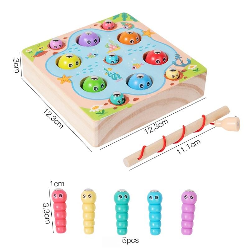 Children Wooden Fishing Game Toys Early Education Color Cognitive Toy Kids Interactive Games Toys for Gifts Fine Motor Skill