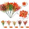 CEWOR 24 Bundles Orange Artificial Mums Flowers Fake Fall Plants for Outdoor Indoor, Fake Silk Daisy with Eucalyptus Leaves for Autumn Garden Front