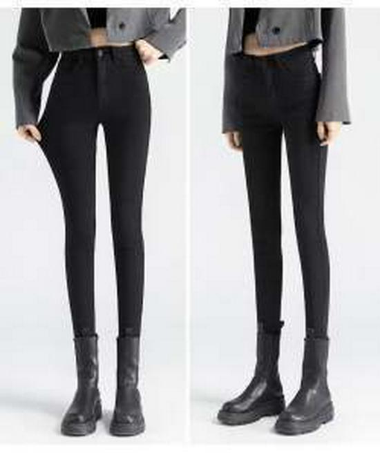 Jean en velours taille haute style coréen: Pantalon crayon chaud, élastique et slim pour femmes - Parfait pour l'automne et l'hiver