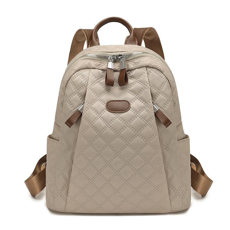 Женский рюкзак в клетку винтажный большой вместимости рюкзак для поездок бежевый