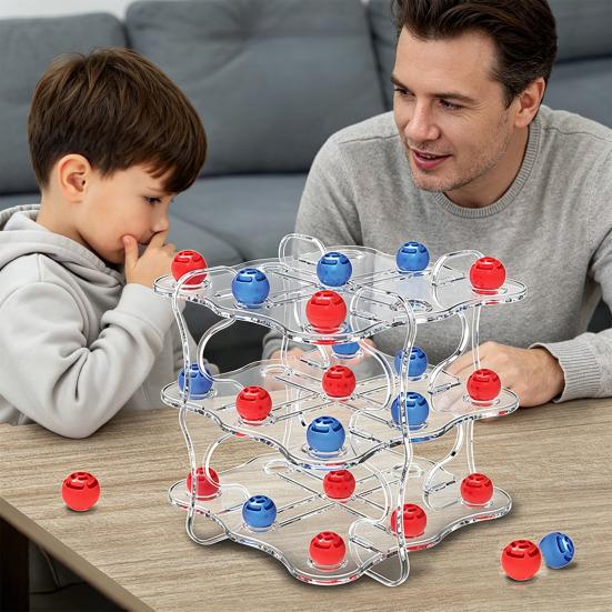 3D Chess Board Game Logic Thinking Training 2 Players Kids Adults Educational Clear 3D Chessboard Toy Toddlers Boys Girls Holiday Gift