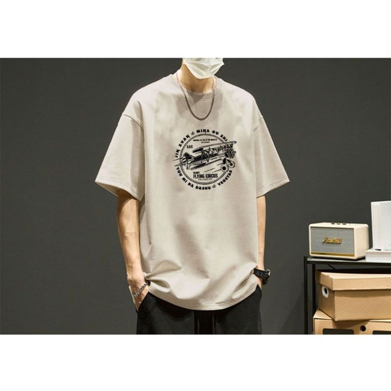 Kurzärmeliges Herren-T-Shirt aus Wildleder für Frühling und Sommer, Herrenbekleidung, trendiges japanisches Rundhals-All-Match-T-Shirt-Oberteil