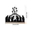 Christmas Table Decor Nativity Scene Desk Ornament Metal Christmas Decorations Indoor with Wooden Base for Holiday Counter