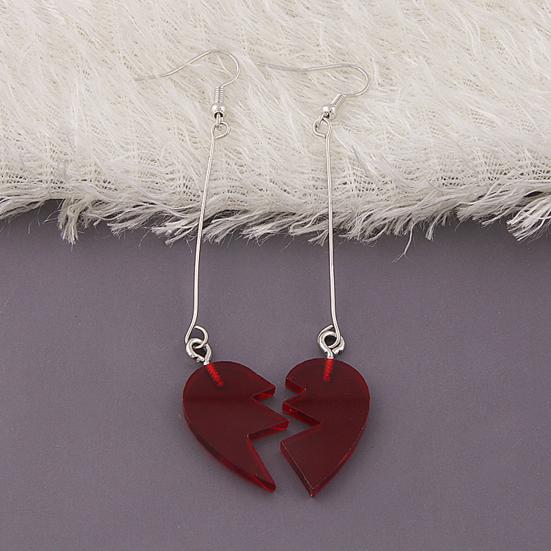 1 Pair Dangle Earrings Long Combinable Heart Shape Personality Decorative Anime Cosplay Props Lovers Gift Bizarre Adventure Clip Earrings