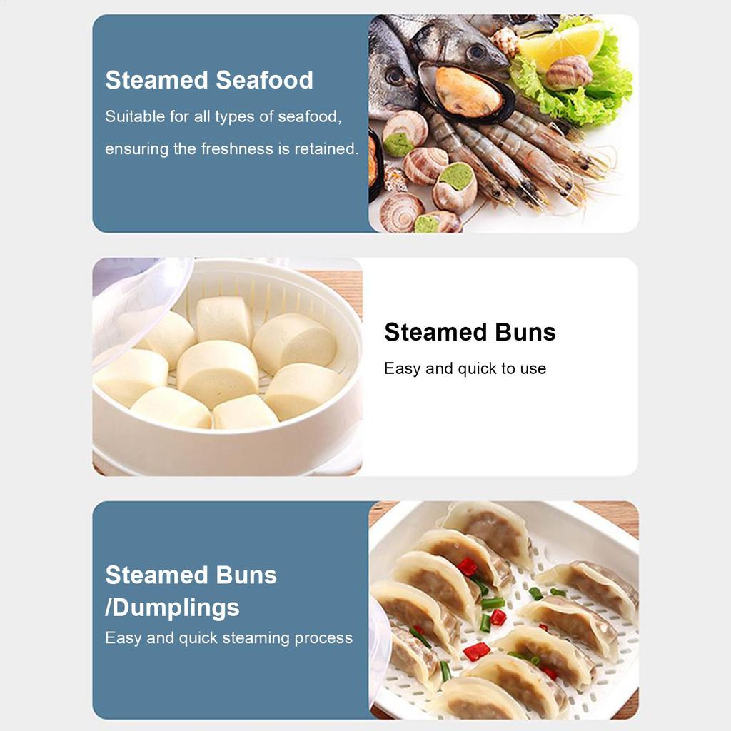 Microwave Steamer Food Grade Kitchen Steaming Heating Cooking Basket Microwave Heating Steamer with Lid for Veggies Buns Rice