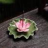 Summer Lotus Leaf Incense Holder: Handcrafted, Four Colors, Perfect for Tea Room or Table.