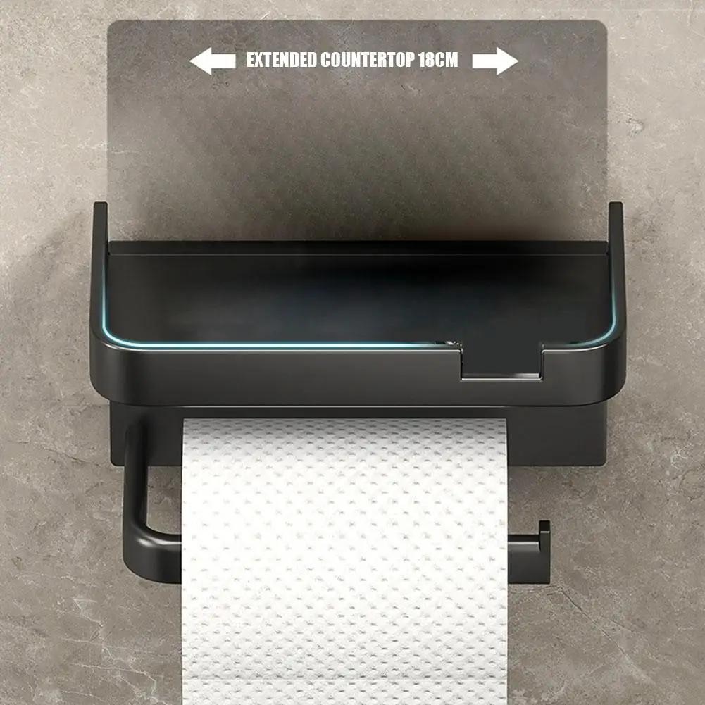 Suport pentru hârtie igienică, montat pe perete, suport de depozitare din plastic îngroșat, rezistent la rugină, pentru baie, bucătărie, suport pentru role de hârtie igienică