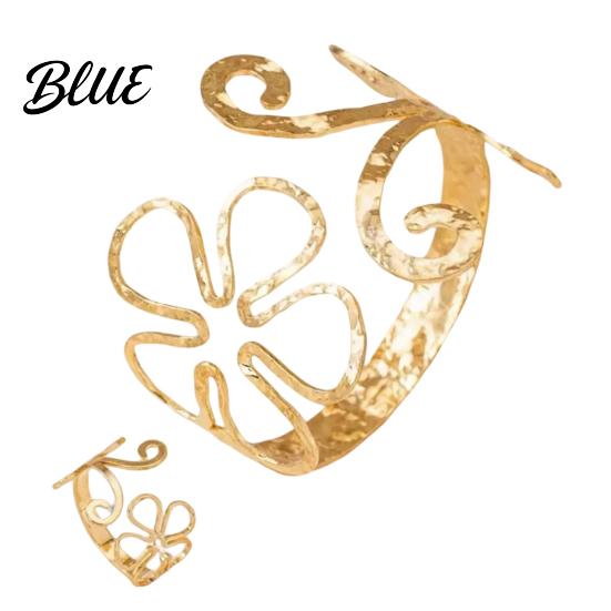 Fashionable Matching Set Bracelet Ring Set Open Adjustable Design Hollow