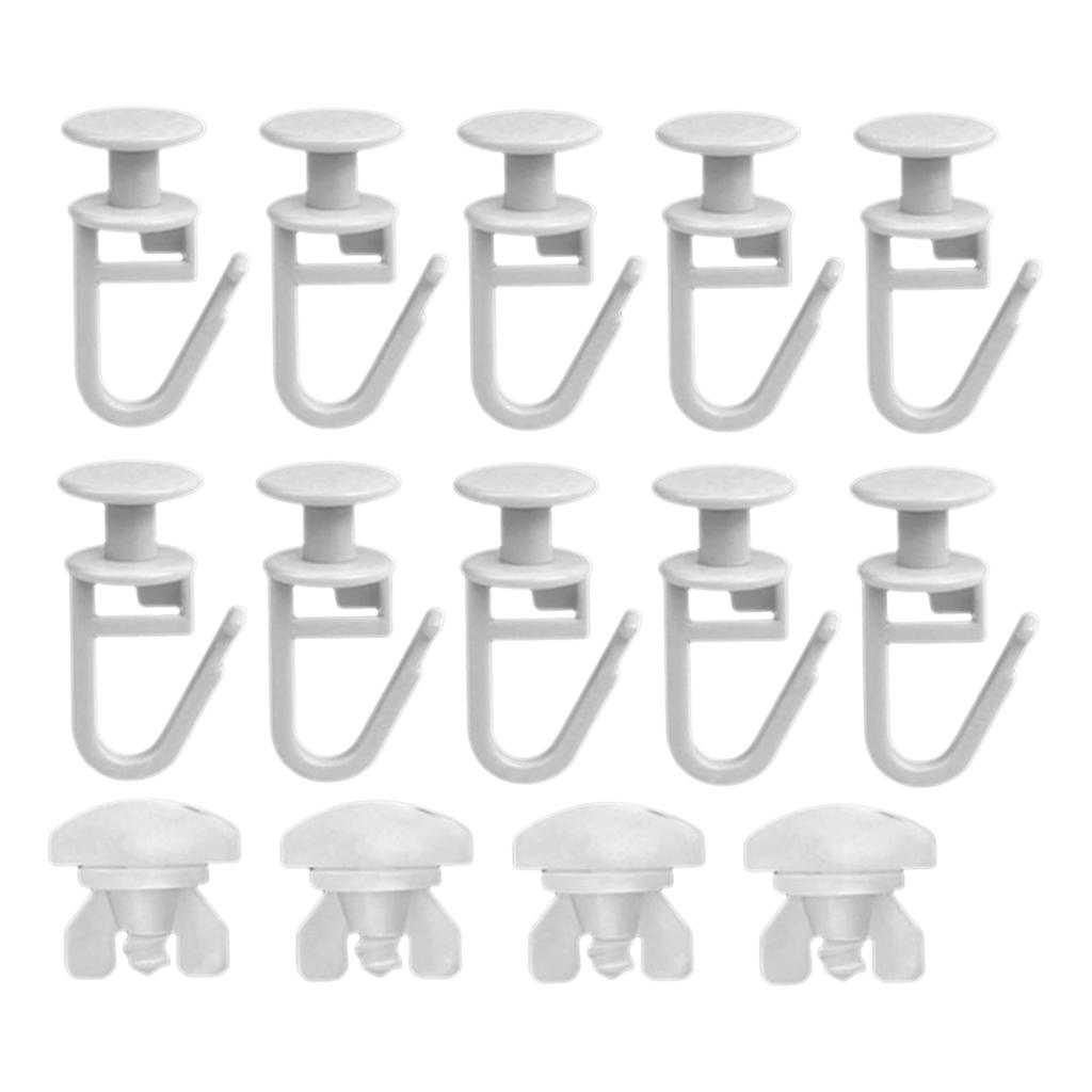 Vorhangaufhängeset 50 Stück Kunststoffgleiter mit Öffnungshaken und 4 Stück Schienenstopper für Fenster-Duschvorhänge