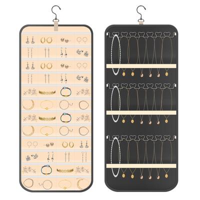 Hanging Jewelry Organizer Earrings And Necklaces Door/Wall Hanger Bag Dual-sided Jewelry Ring Bracelet Pins Badge Storage Holder