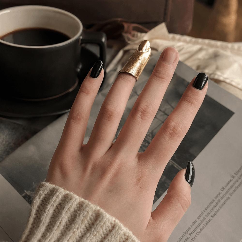 Irregular Texture Nail Sleeve Vintage Armor Ring Unique Lava Drop Ring Vacation