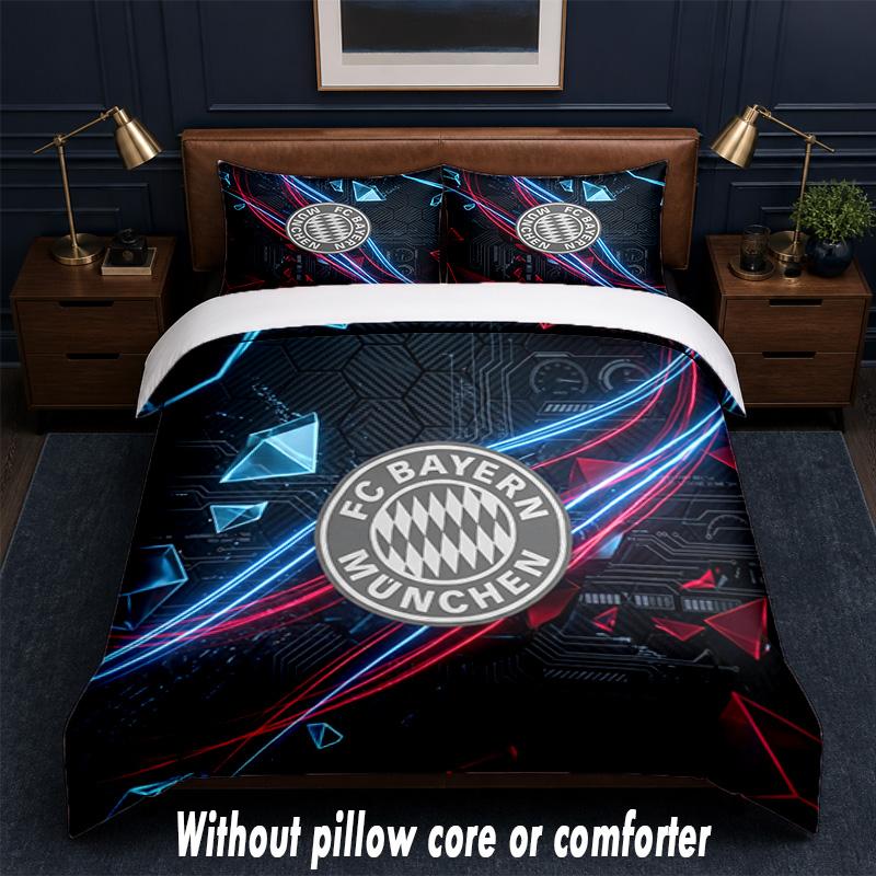 Bayern Munich Design Bed Bedding Set 1 Duvet Cover + 2 Pillowcases Soft Breathable Household Bed Linens