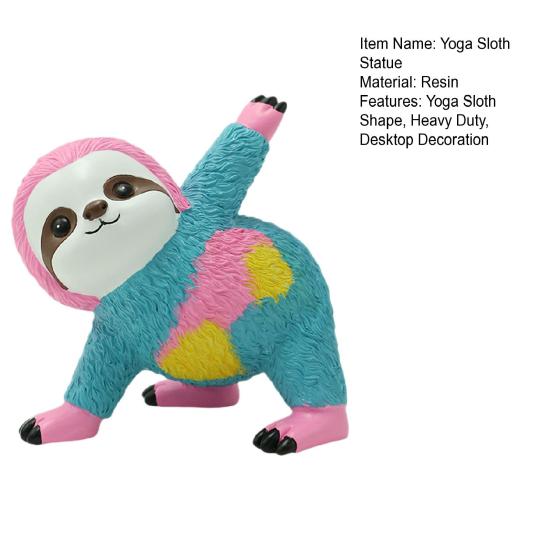 Colorful Yoga Sloth Statue Simulation Sloth Resin Figurine Sculpture Home Office Yoga Gym Desktop Decoration Ornament