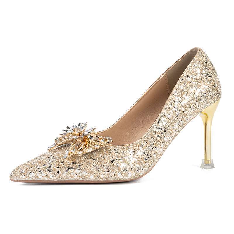 

Чжан Цинцин те же туфли для свадьбы с бантом основное свадебное платье туфли с кристаллами и стразами туфли невесты взрослые для церемонии высокие каблуки 2025 34