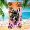 Oversized French Bulldog Beach Towel Large Dog Paw Print Bath Towel Cute Frenchie Lovers Gift Big Size Quick Dry Microfiber Mat