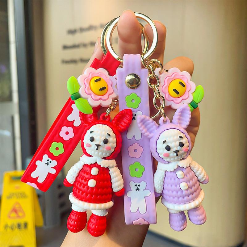 Colorful Knitted Rabbit Keyring Charming Silicone Gift For Parties And Celebrations