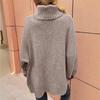 Fashion Women Winter Knitted Cloak Turtleneck Streetwear Sweater Ladies Casual Loose Bat Sleeve Knit Pullover