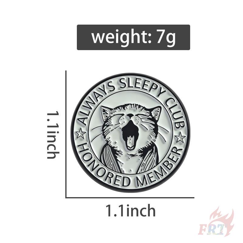 1Pc The Yawning Cat. Always Sleepy Club Honored Member Brooches - Doodle Enamel Backpack Button Pins Badges