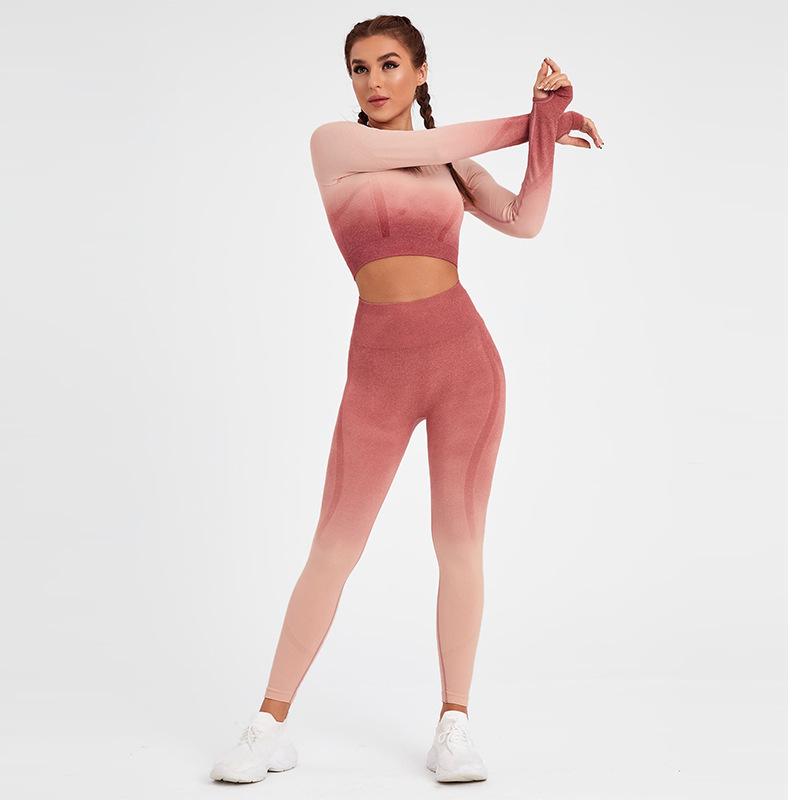 

Gradient Long Sleeve Women s Quick-Dry Yoga & Running Set - Premium Sportswear Small