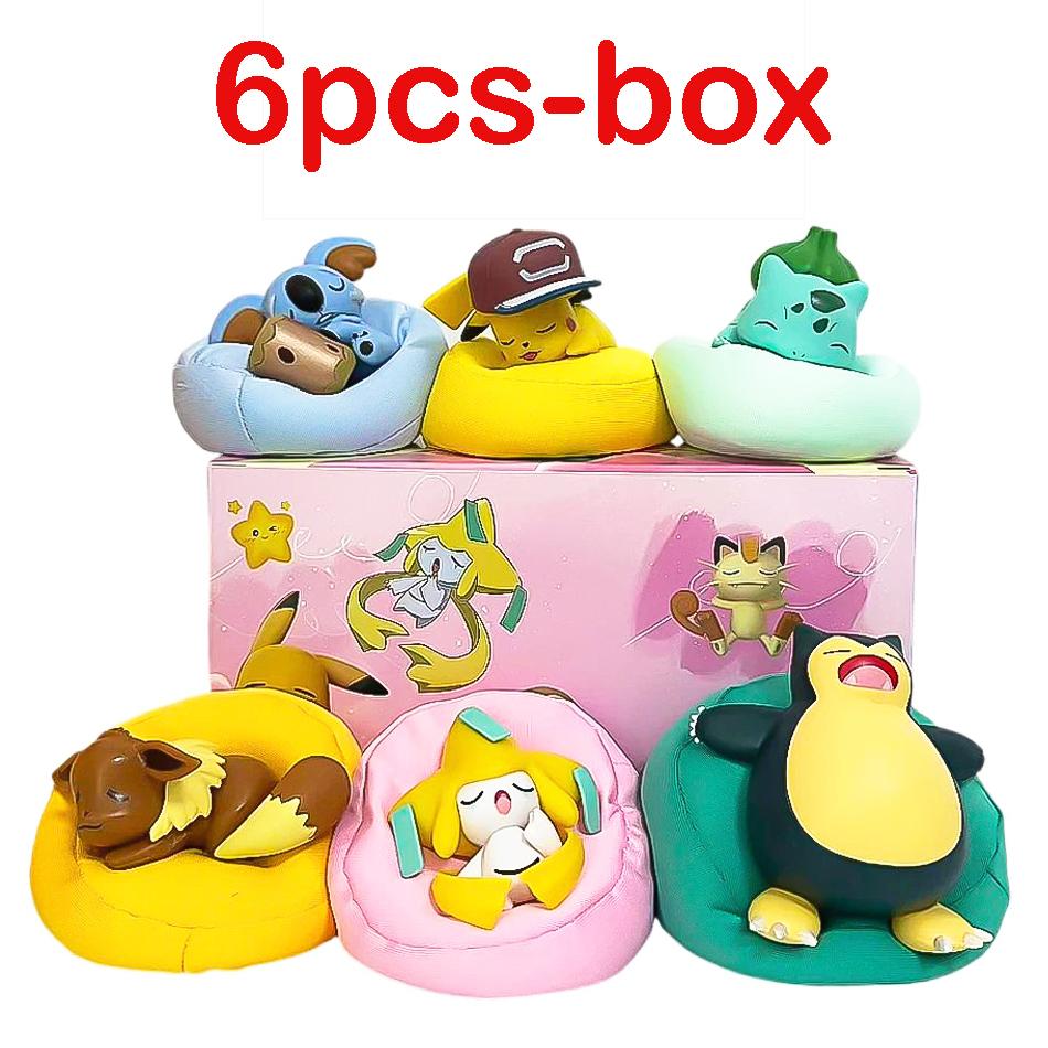 1-12pcs Pok  mon  Pikachu  Action Dolls  Anime sleep Series Desktop Decorations Pok  mon Toys ornament Birthday Gif