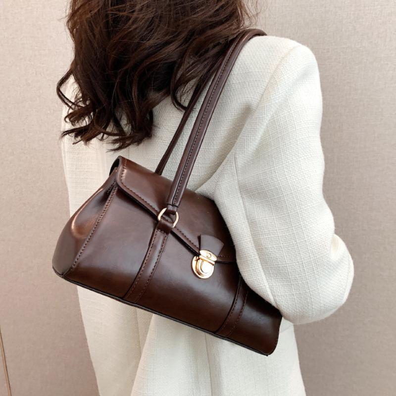 England Style Retro Shoulder Bags High-Grade Sense Underarm Tote Bag Vintage Red Ladies Commuter Bag PU Leather Handbag Purse