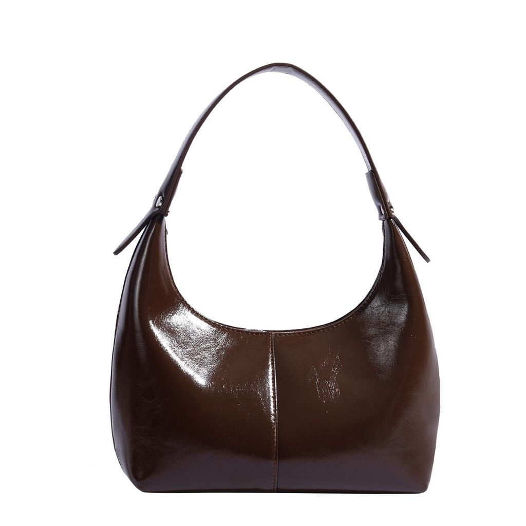 Spring and Summer Retro Shiny Underarm Oily Wax Texture Baguette French Niche Single Shoulder Dumpling Bag Handbag