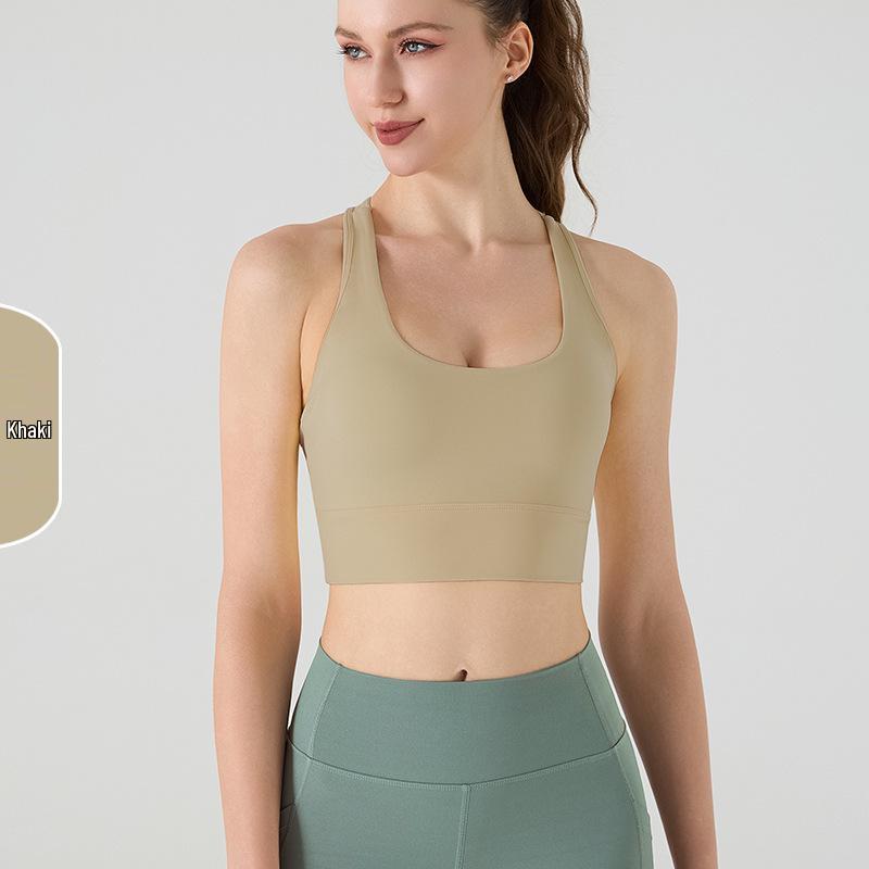 Bare-Feeling Women s Criss-Cross Back Shockproof Slimming Sports Bra and Yoga Tank Top