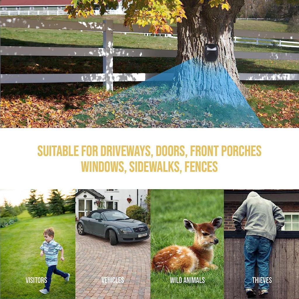 Smart Home Wireless Doorbell with Infrared Sensor and Long-Range Driveway Alarm