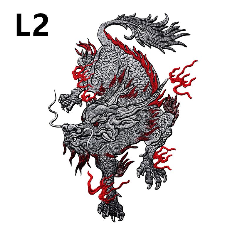 Chinese Style Auspicious Dragon Patches 2 Sizes Kirin Embroidery Patches For DIY Sewing Jacket Fashion Clothes Decor Accessories