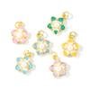 2Pcs Flower Charms Enamel Acrylic Imitation Pearl Brass 18K Gold Plated Pendants For DIY Necklace Jewelry Making 18mmx13mm