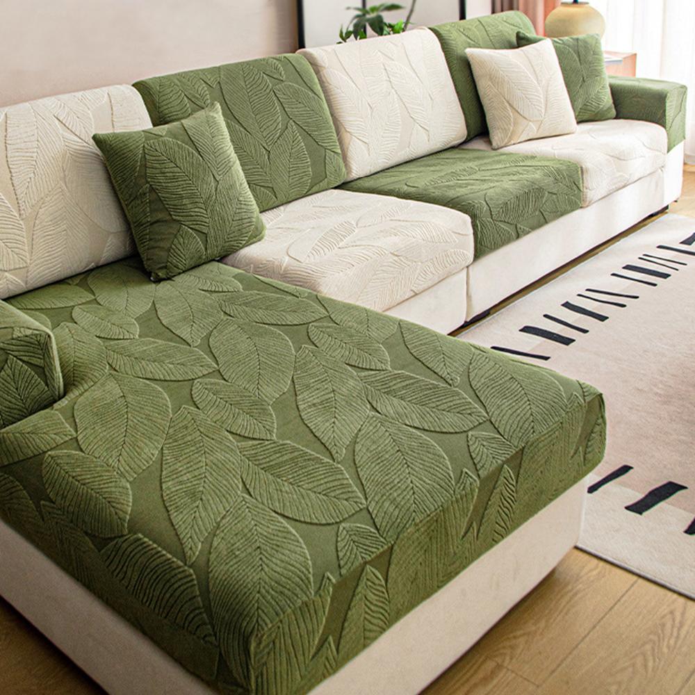 1PC Waterproof Jacquard Sofa Cover with Leaf Pattern Luxury Elastic Sofa Seat Cushion Covers Living Room Solid Sectional Covers