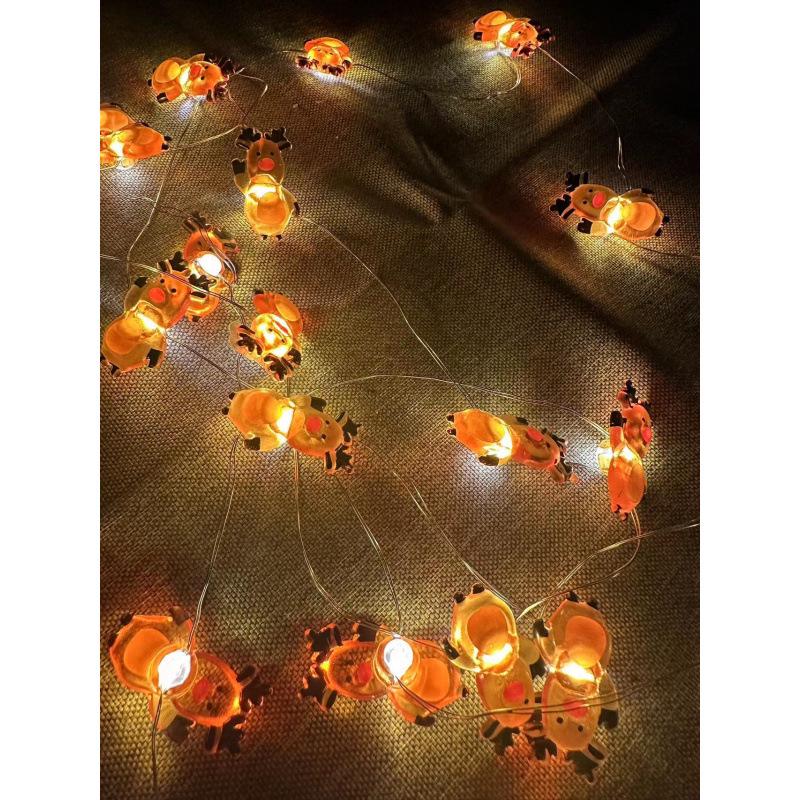 Luci di Natale a LED con Babbo Natale, Pupazzo di Neve, Renna e Campane nel Design Cappello Nero