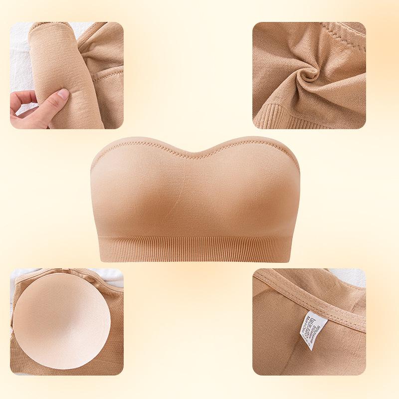 Large Size TK Strapless Bra Padded Tube Top Non-slip Silicone Seamless Rimless Tube Top Bra