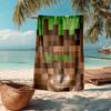 Custom Name Ultra-Soft Beach Towel with Minecraft Theme,Ideal for Pool - Camping, Diving - Perfect Travel Essential, Vibrant Beach Towel.