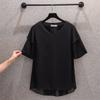 T-shirt Women Versatile Summer Casual Large Size Loose V Neck Pullover Short-sleeved Tops