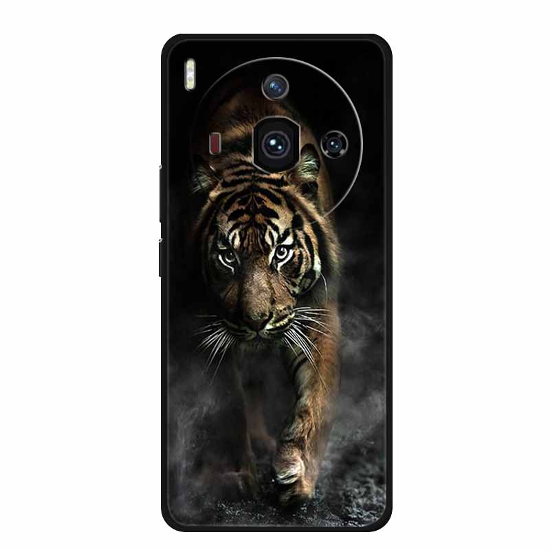 For Iphon 14 Luxury Phone Case Apple Iphone14 Pro Pro Max Plus Black TPU Soft Cover Silicone Shield Animal Lions Tiger Bunper