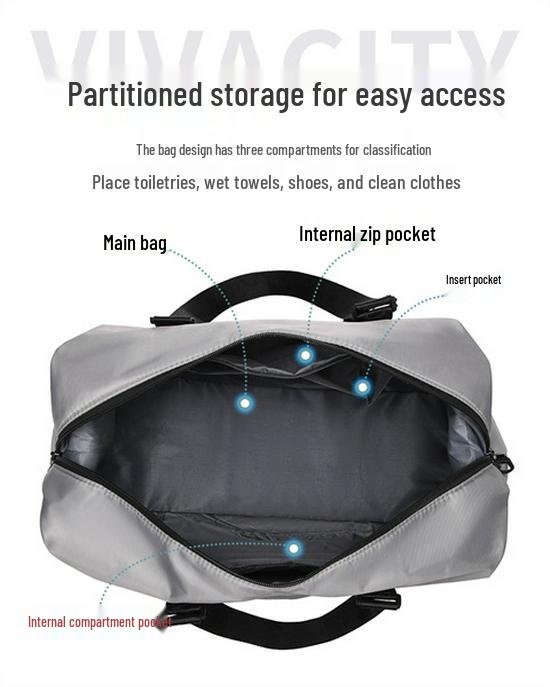Large-Capacity Multi-Compartment Travel & Gym Bag - Stylish Hand Luggage for Short Trips