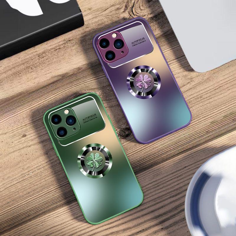Gradient Flowers For IPhone 16 Pro Max 15 Pro 14 13 12 Mini 11 XS Max XR 7 8 Plu SE 2022 Tempered Glass Phone Case