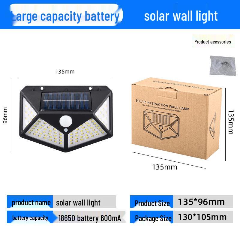 

Водонепроникний світлодіодний настінний світильник на сонячній батареї з датчиком руху для освітлення двору та вулиці