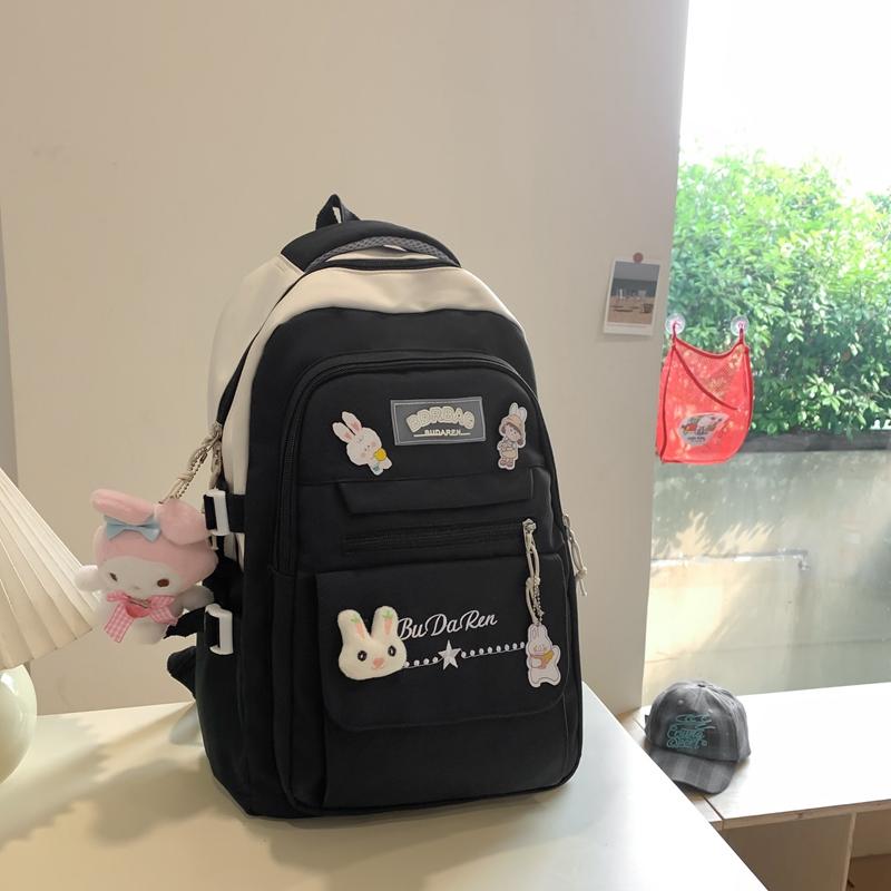 

Модная школьная сумка для подростков, водонепроницаемый нейлоновый рюкзак для девочек, милый женский рюкзак для ноутбука, дорожная сумка, черная, розовая, книжная сумка чёрный