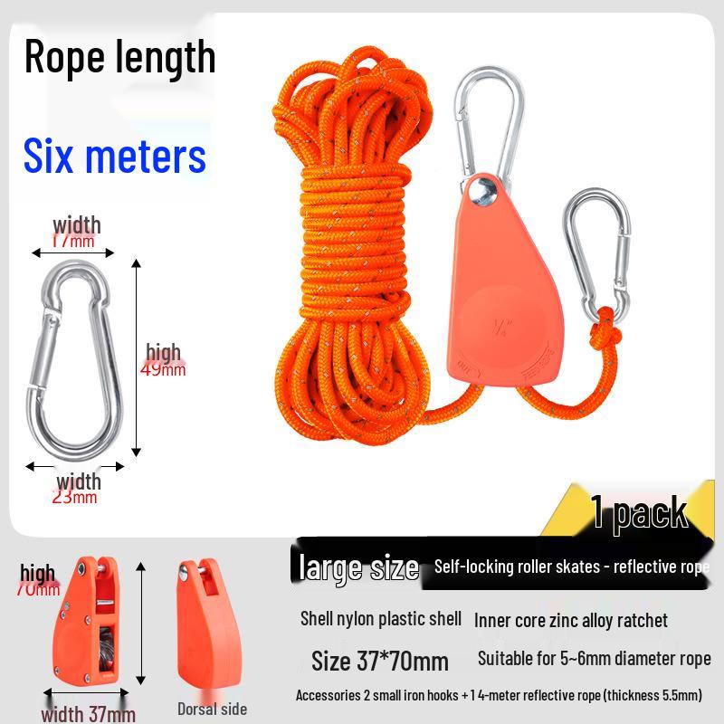 Adjustable Reflective Windproof Camping Tent Rope Pulley System