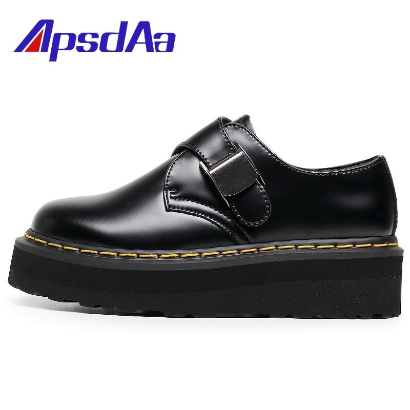 thicksoled lowtop small leather shoes children s buckle lowtop leather versatile lightweight Martin shoes student muffin 35